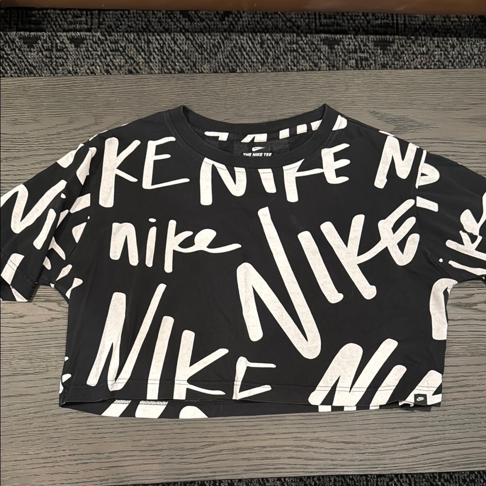 Nike Black and White Logo Crop Top